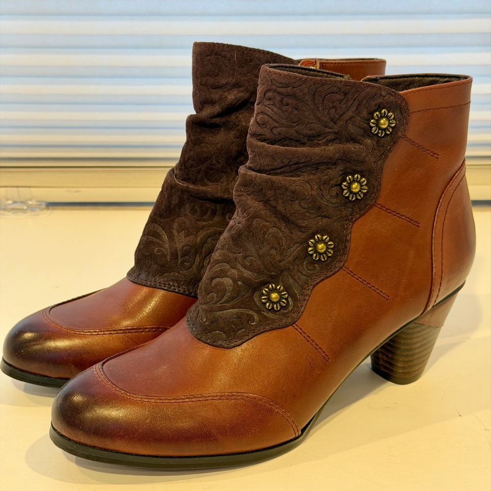 Spring Step Women's Brown Leather Ankle Boots Belgard Size 10